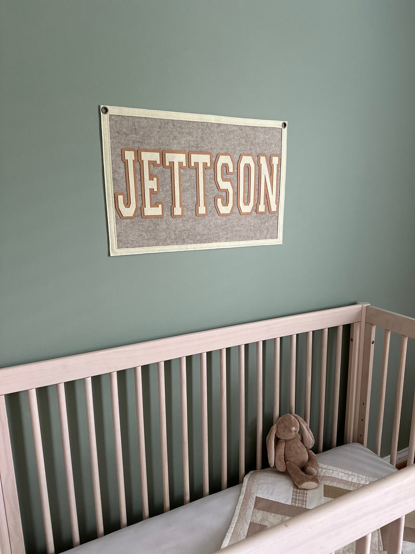 Large felt boy name banner, personalized kids room sign, boys name pennant