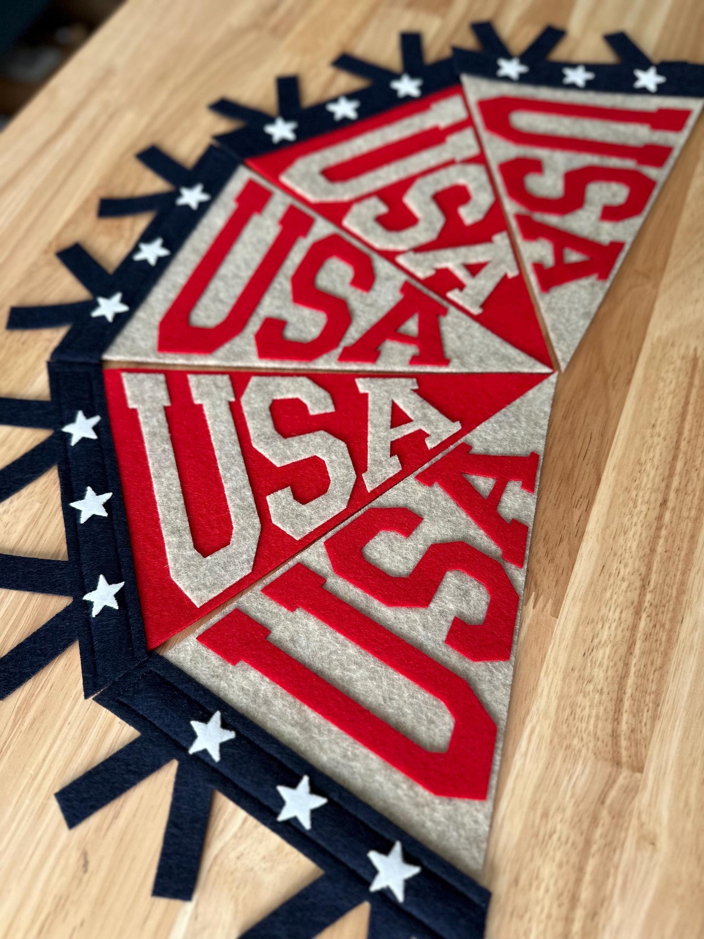 USA pennant flag, red white and blue American Flag, Fourth of July door decor, patriotic summer felt flag