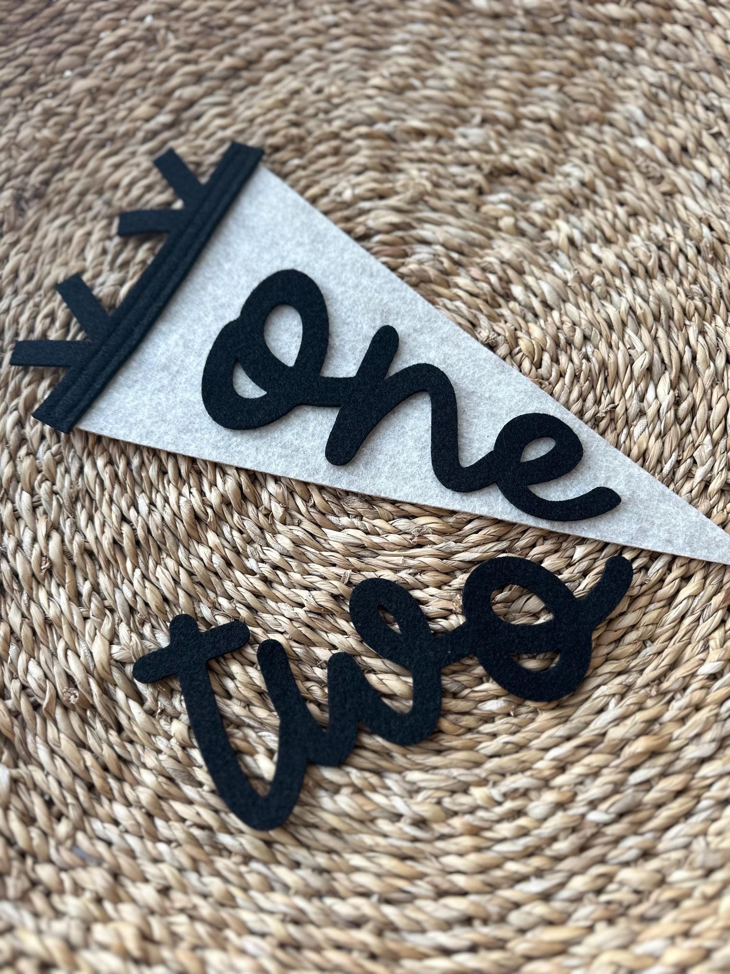 Monthly milestones interchangeable flag for baby photos, newborn photo prop first year, felt neutral pennant, baby shower gift
