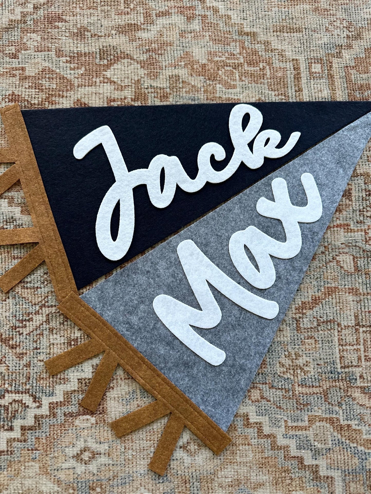 Custom felt name pennant, personalized baby gift, neutral nursery flag, playroom decor