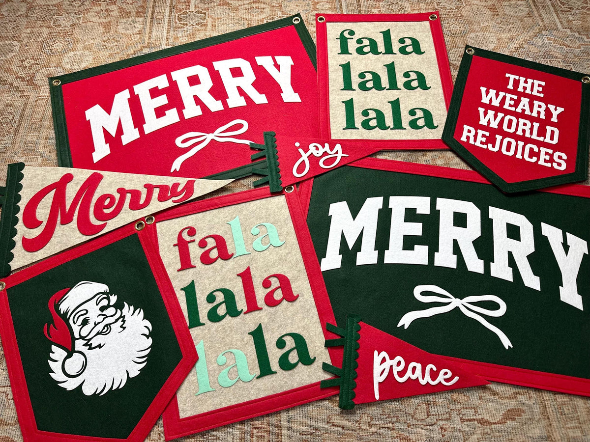 Merry with bow Christmas felt banner