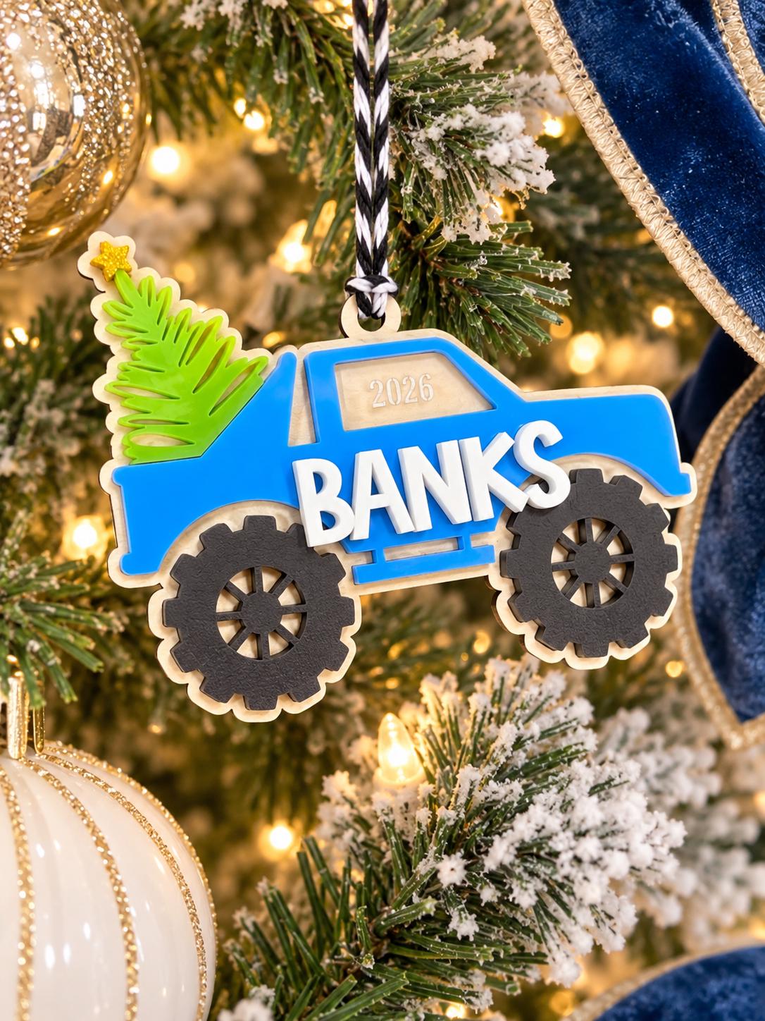 Personalized Monster Truck Christmas Ornament