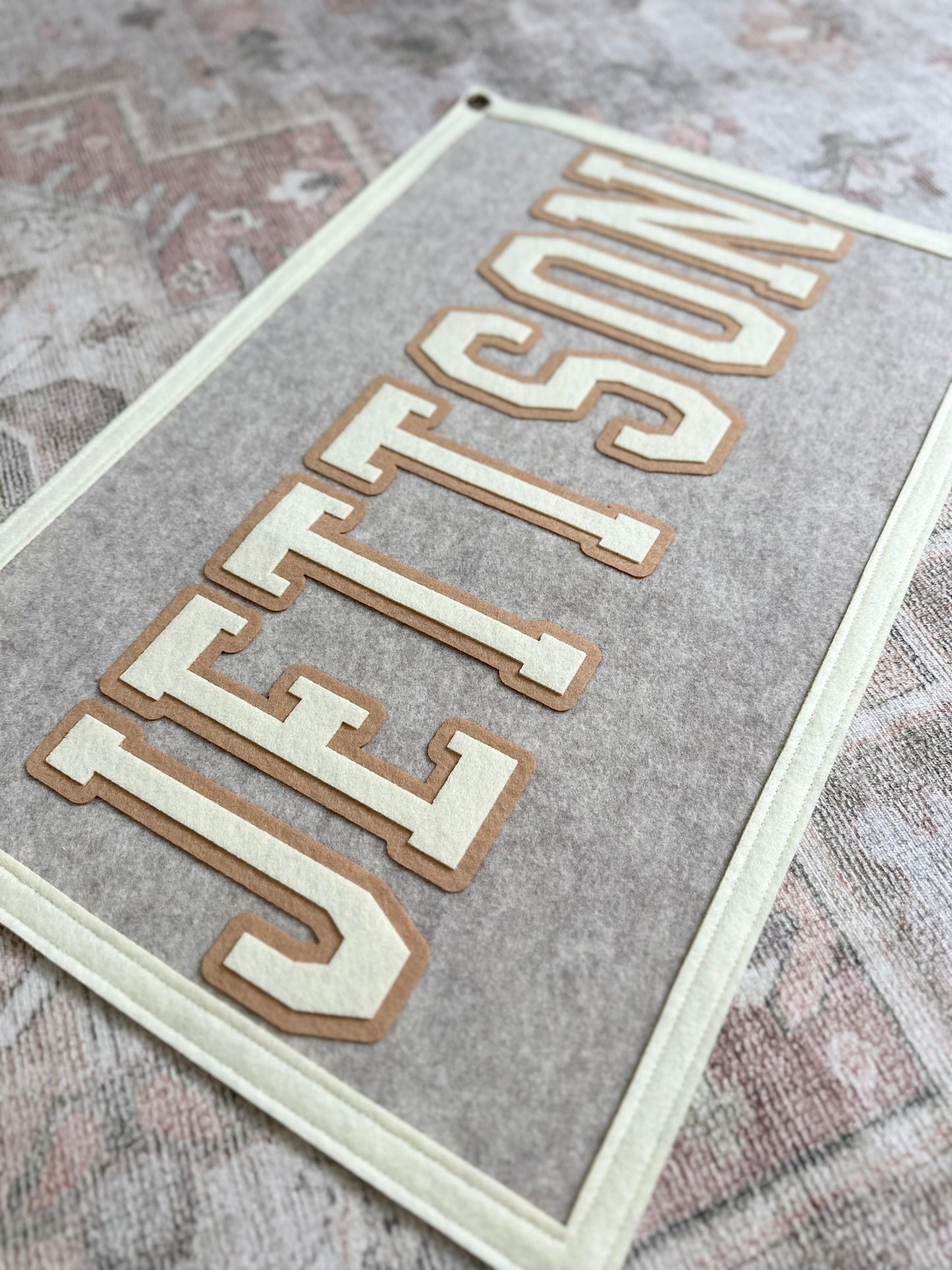 Large felt boy name banner, personalized kids room sign, boys name pennant