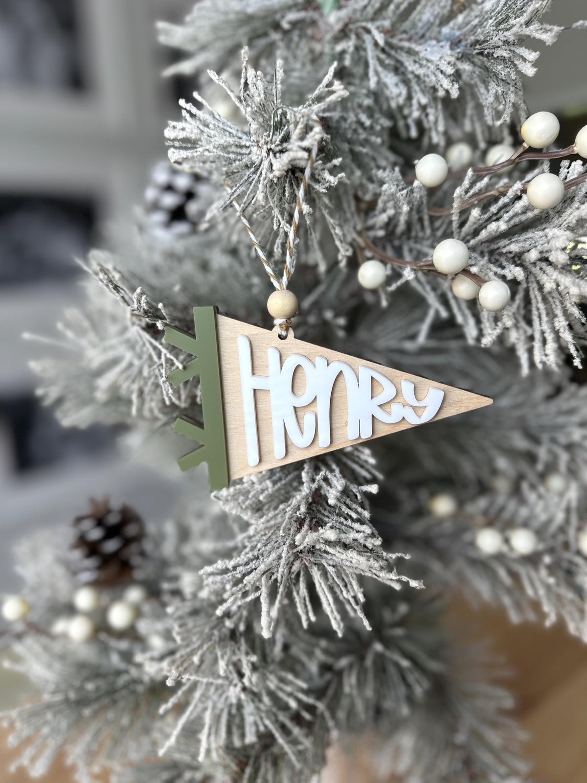 Personalized pennant flag Christmas ornament, 2026 Baby's First Christmas ornament with name, last name customized gift for kids grandkids