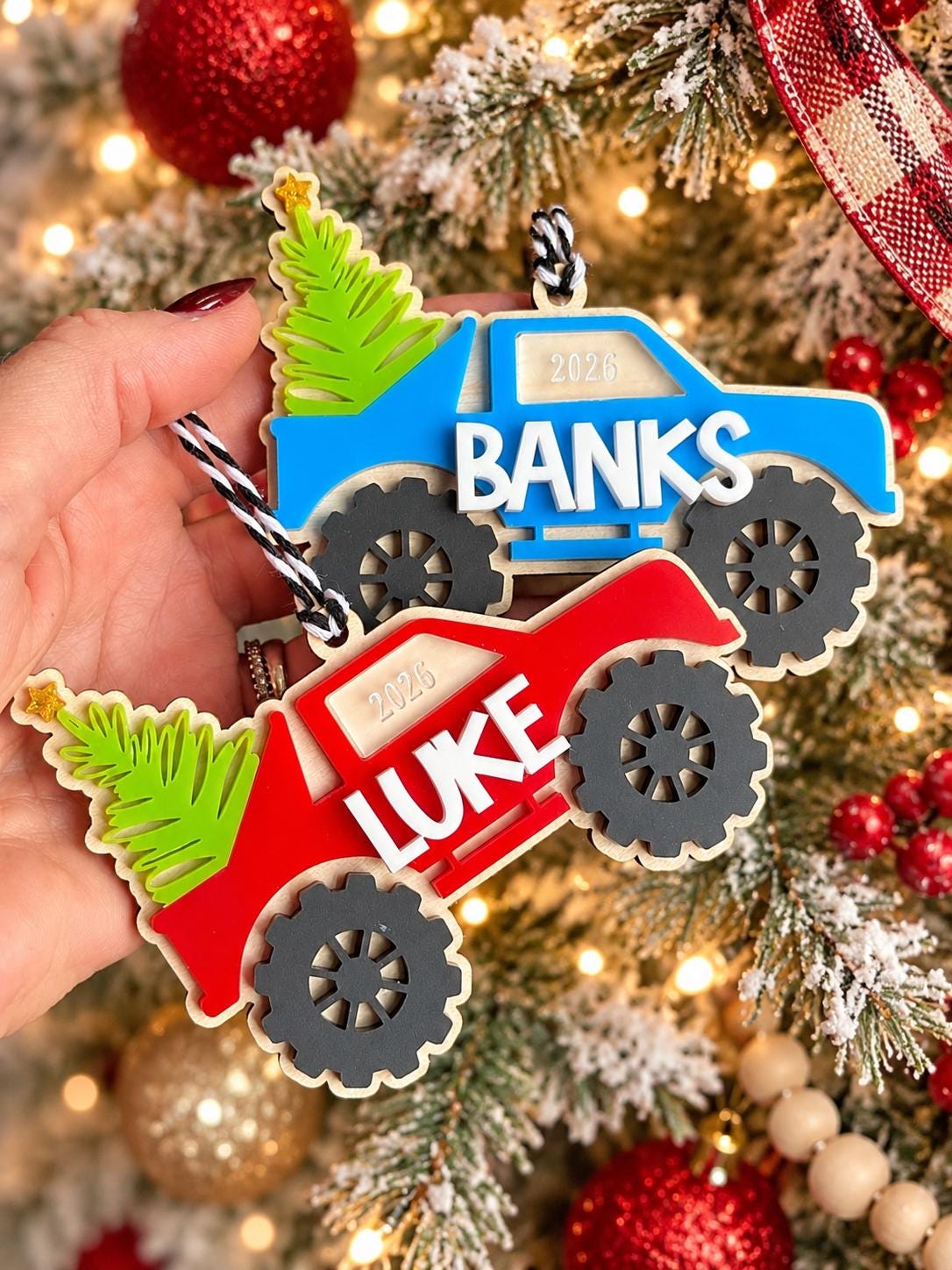 Personalized Monster Truck Christmas Ornament