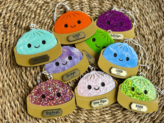 Personalized squishy dumpling ornament