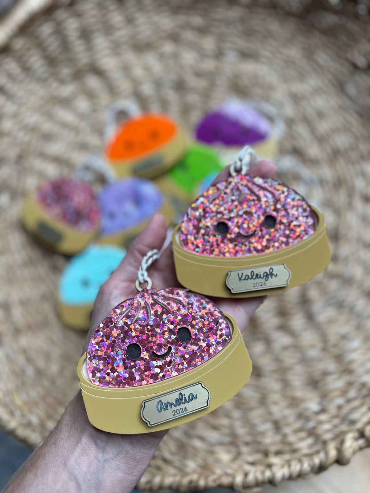 Personalized squishy dumpling ornament