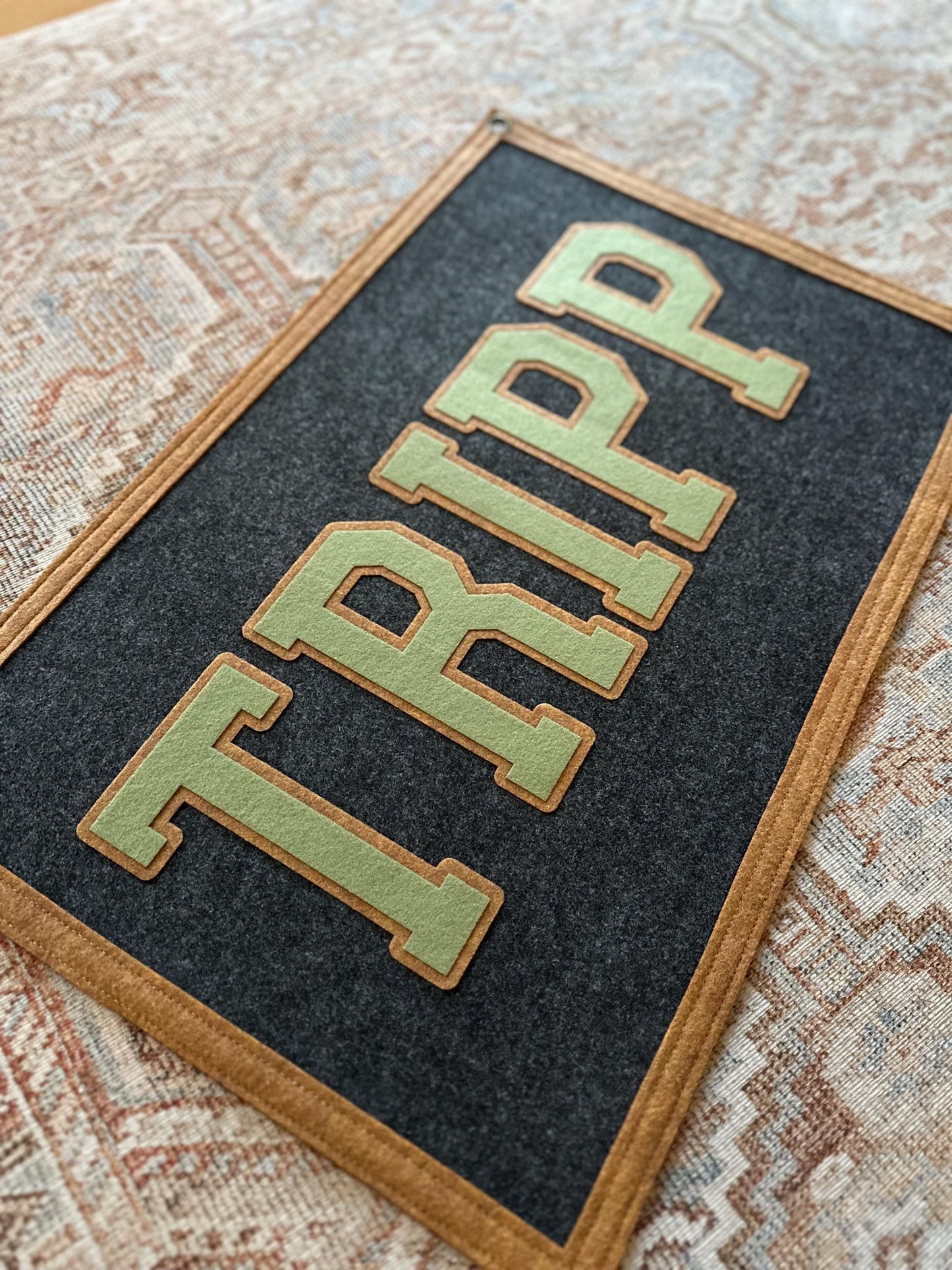 Large felt boy name banner, personalized kids room sign, boys name pennant