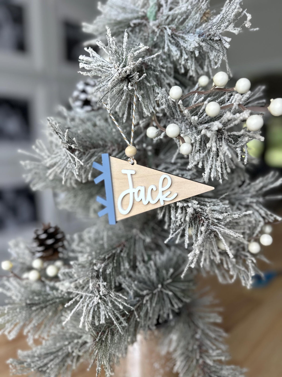 Personalized pennant flag Christmas ornament, 2026 Baby's First Christmas ornament with name, last name customized gift for kids grandkids