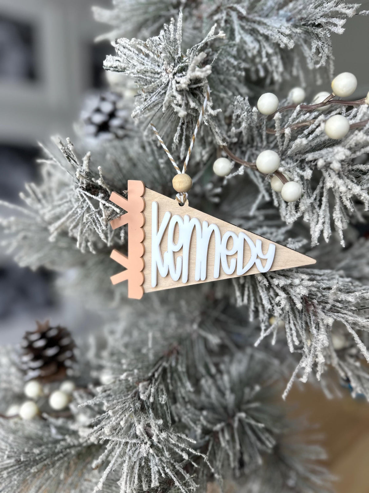 Personalized pennant flag Christmas ornament, 2026 Baby's First Christmas ornament with name, last name customized gift for kids grandkids