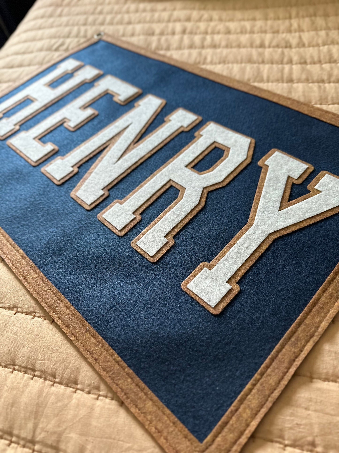 Large felt boy name banner, personalized kids room sign, boys name pennant