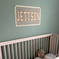 Large felt boy name banner, personalized kids room sign, boys name pennant