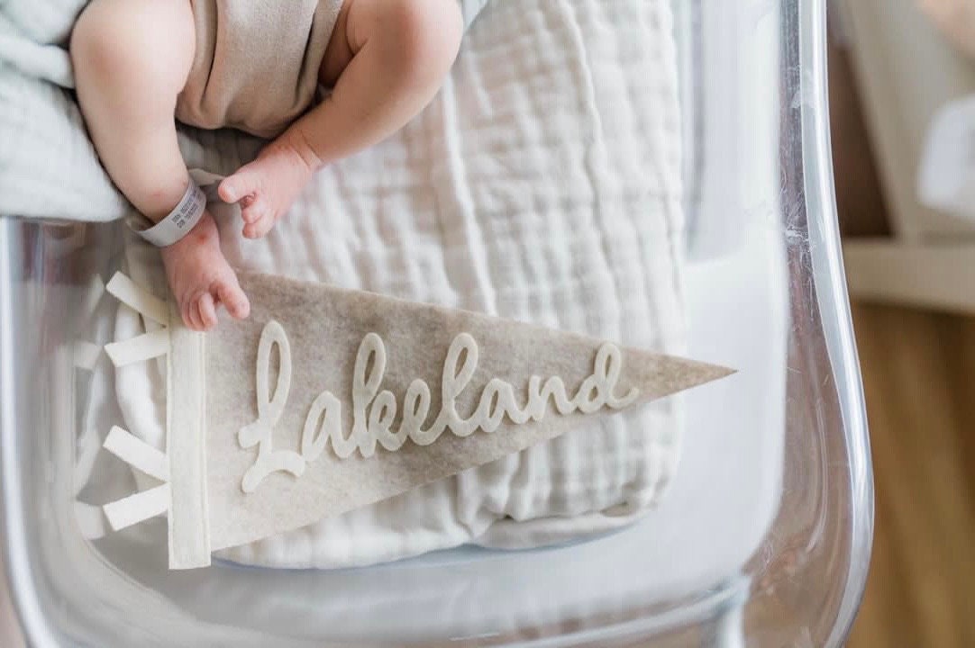 Custom mini pennant for baby, small name flag for newborn hospital photos, personalized photo prop first year, nursery toddler room decor