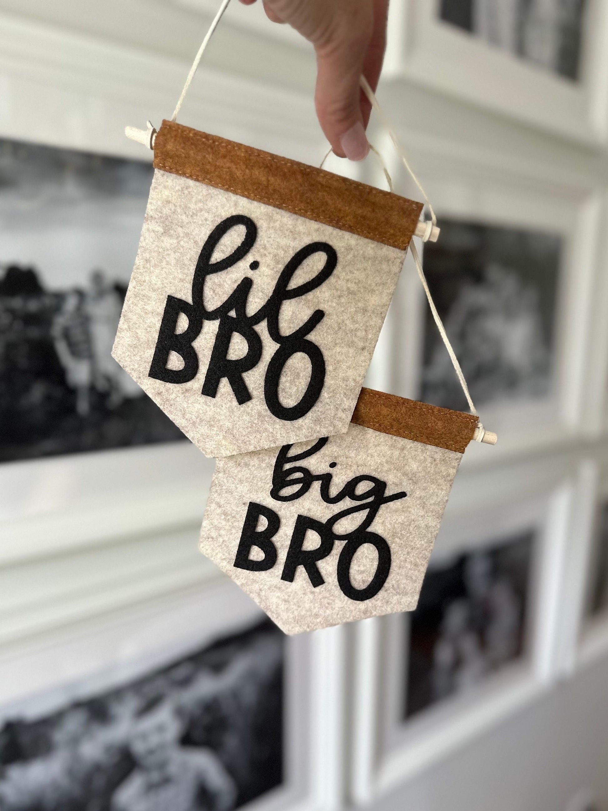 Big Bro Lil Bro Felt Pennant Banner: Kids Room Decor