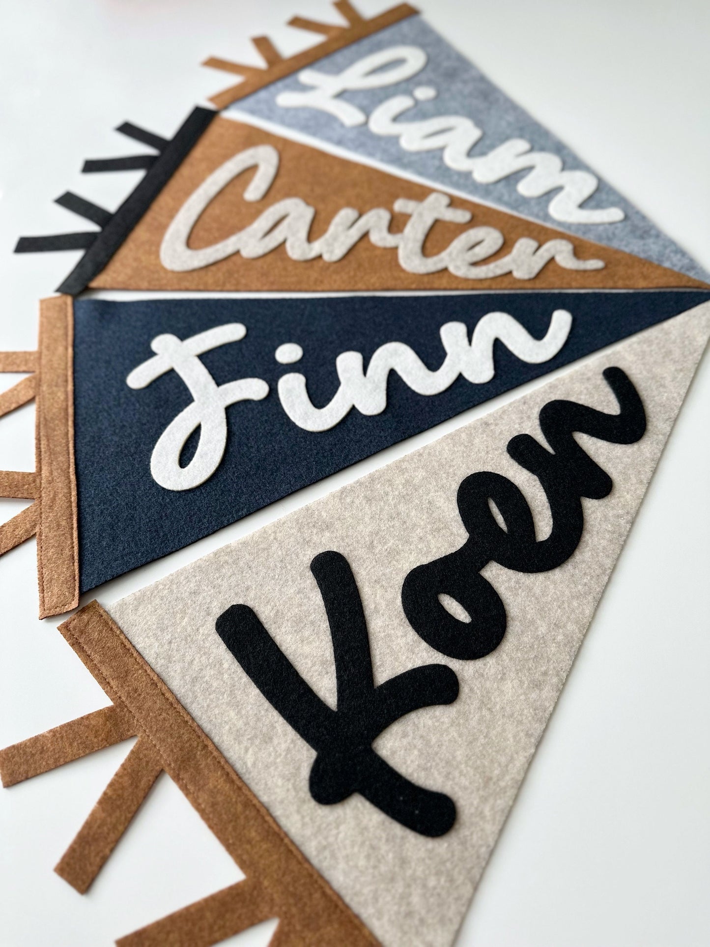 Custom name pennant, personalized baby gift,  neutral nursery decor, personalized baby boy girl name flag, felt pennant