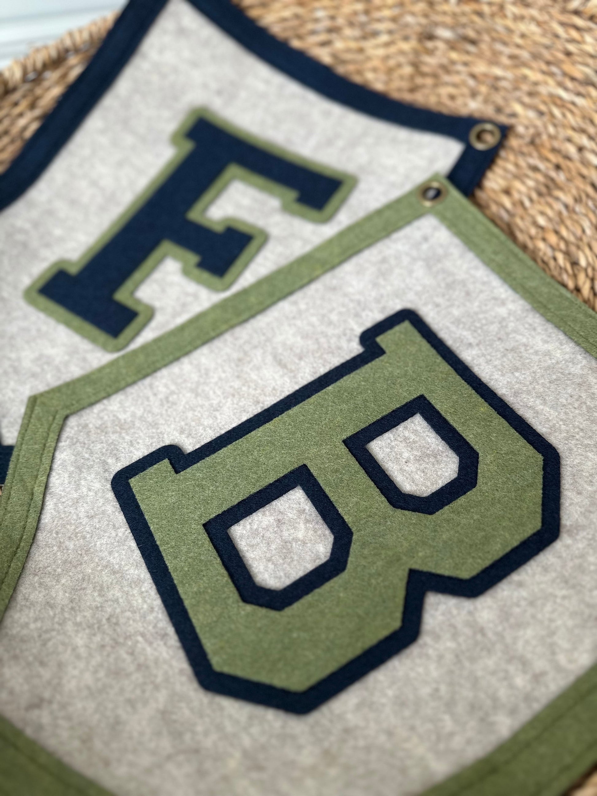 Custom initial pennant, personalized baby gift, neutral nursery decor, personalized baby flag for kids room