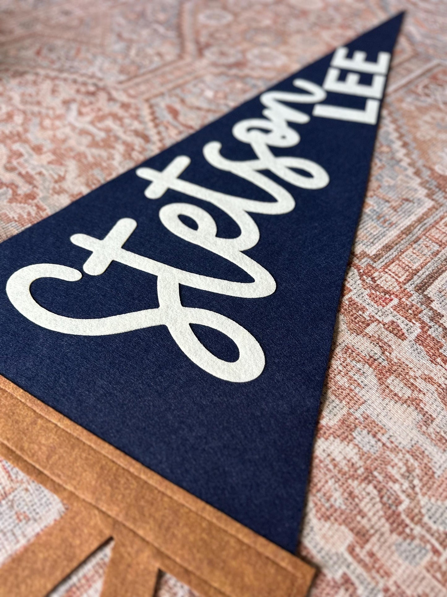 Extra large 38in. custom name felt pennant, over crib name flag, personalized wall decor for boy or girl, neutral nursery decor name sign