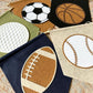 Sports pennant wall hanging for kids room, neutral felt basketball, baseball, football, golf, soccer wall art