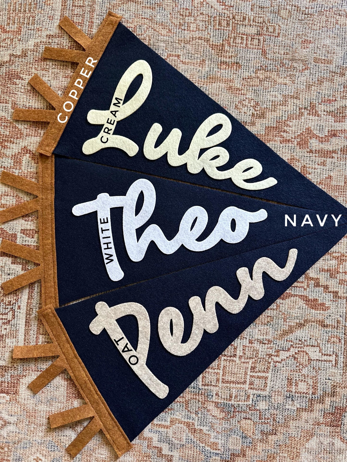 Custom felt name pennant, personalized baby gift, neutral nursery flag, playroom decor