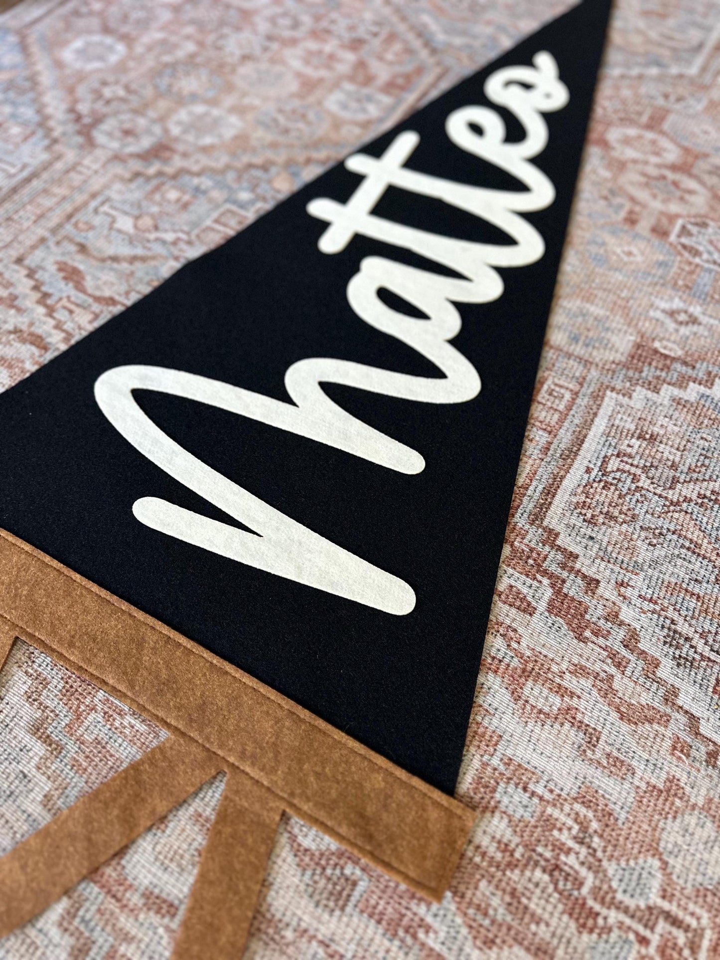 Extra large 38in. custom name felt pennant, over crib name flag, personalized wall decor for boy or girl, neutral nursery decor name sign