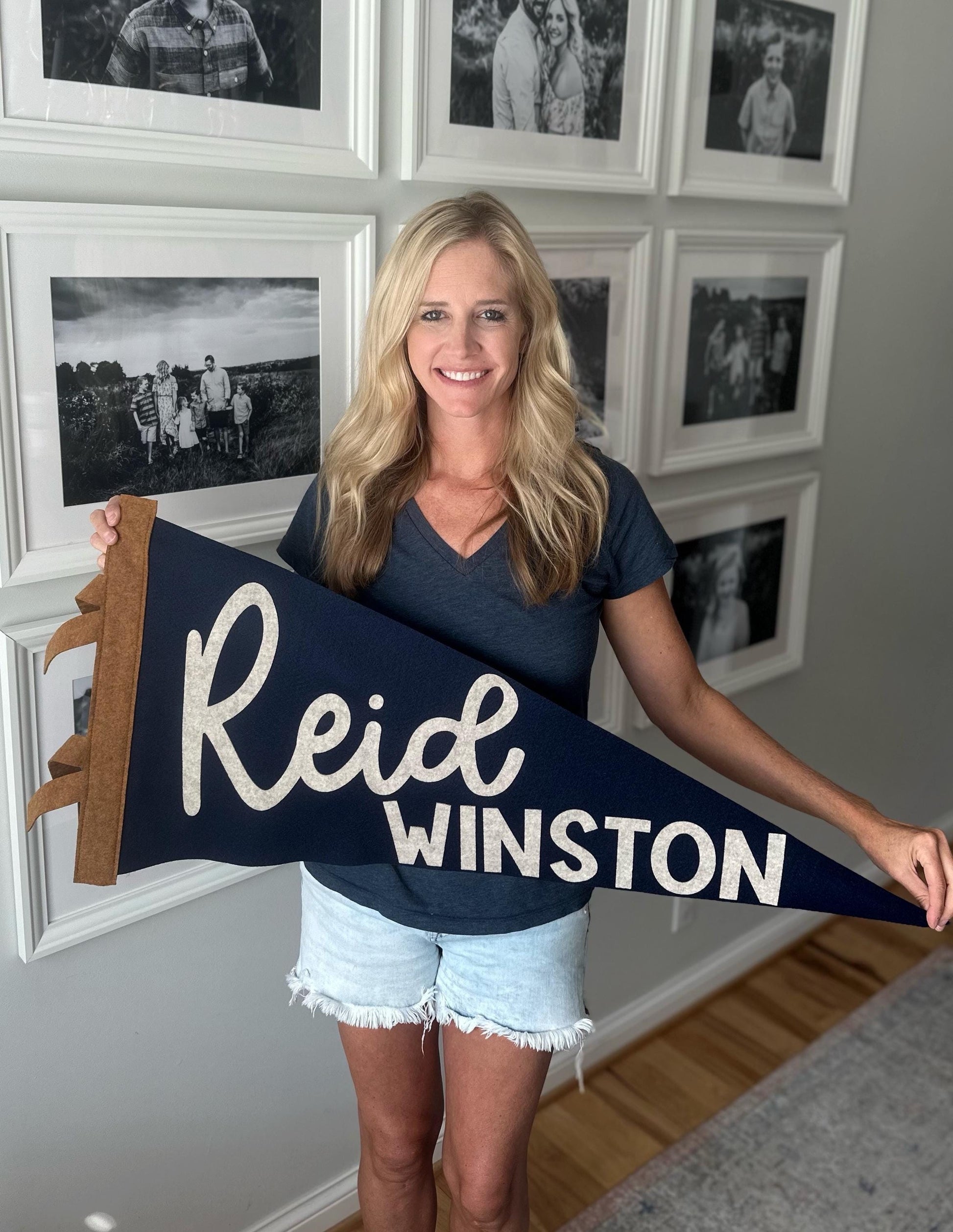 Extra large 38in. custom name felt pennant, over crib name flag, personalized wall decor for boy or girl, neutral nursery decor name sign