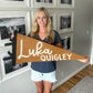Extra large 38in. custom name felt pennant, over crib name flag, personalized wall decor for boy or girl, neutral nursery decor name sign