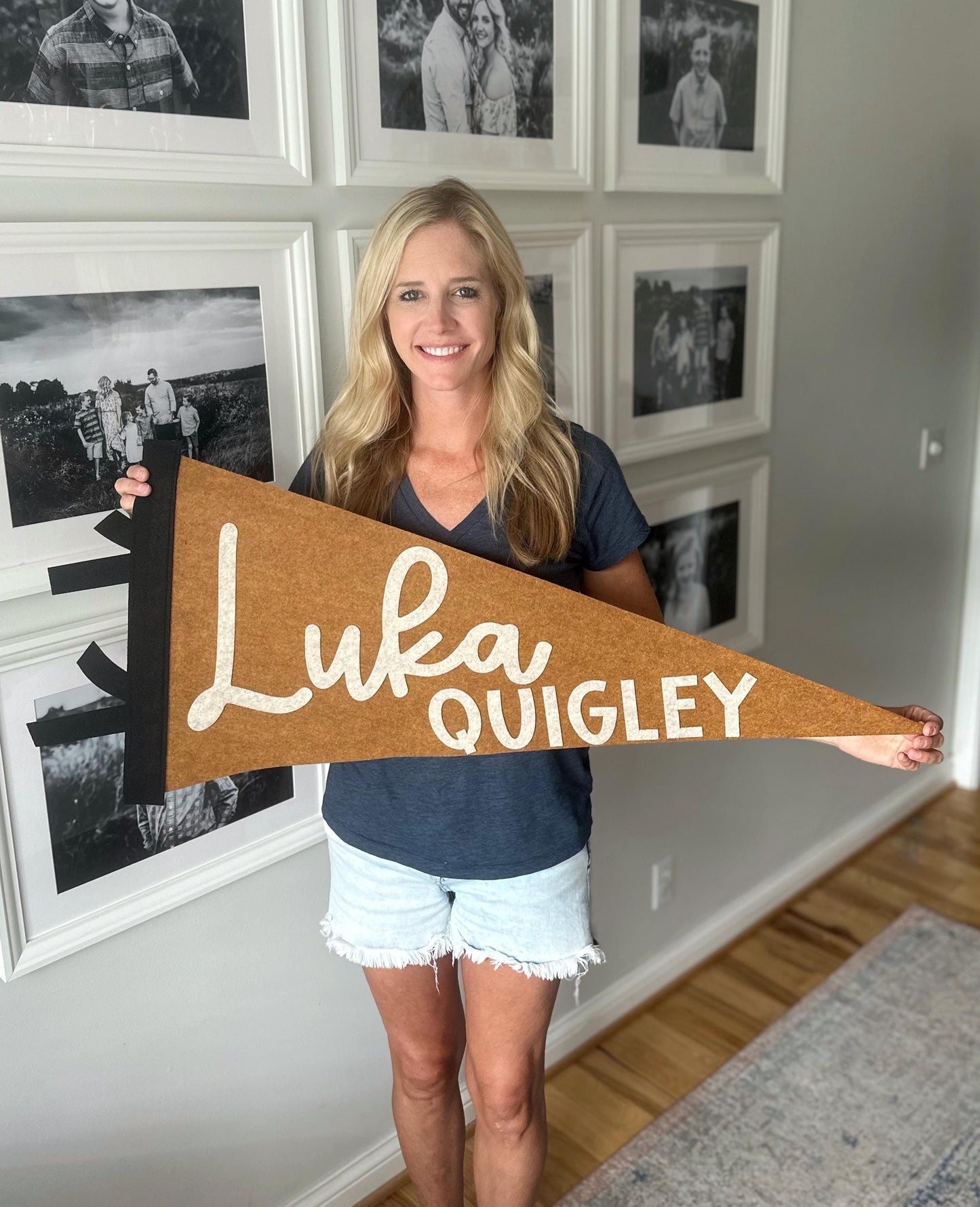 Extra large 38in. custom name felt pennant, over crib name flag, personalized wall decor for boy or girl, neutral nursery decor name sign