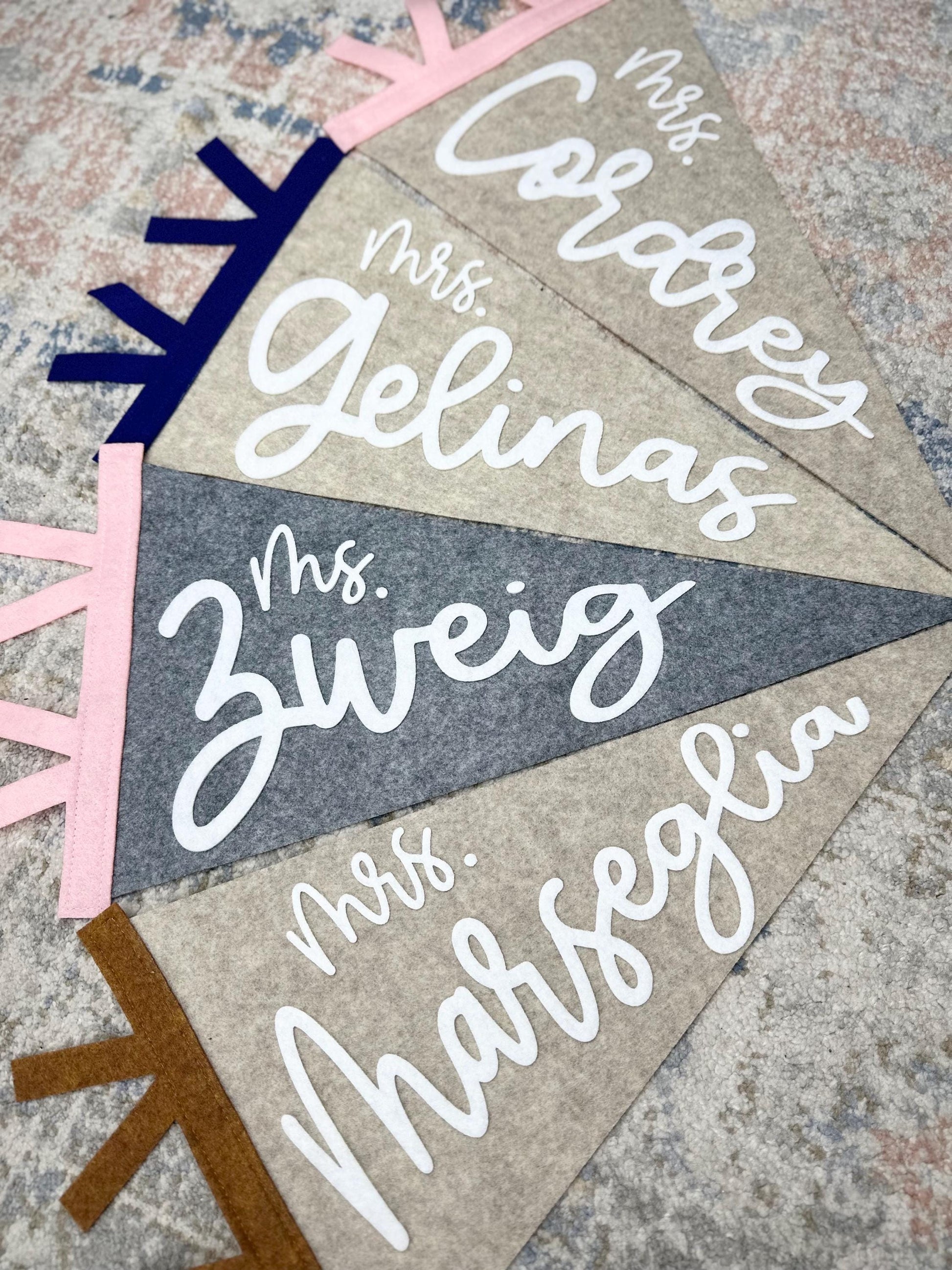 Teacher custom name pennant, personalized teacher gift for classroom door, 18" name flag gift from student