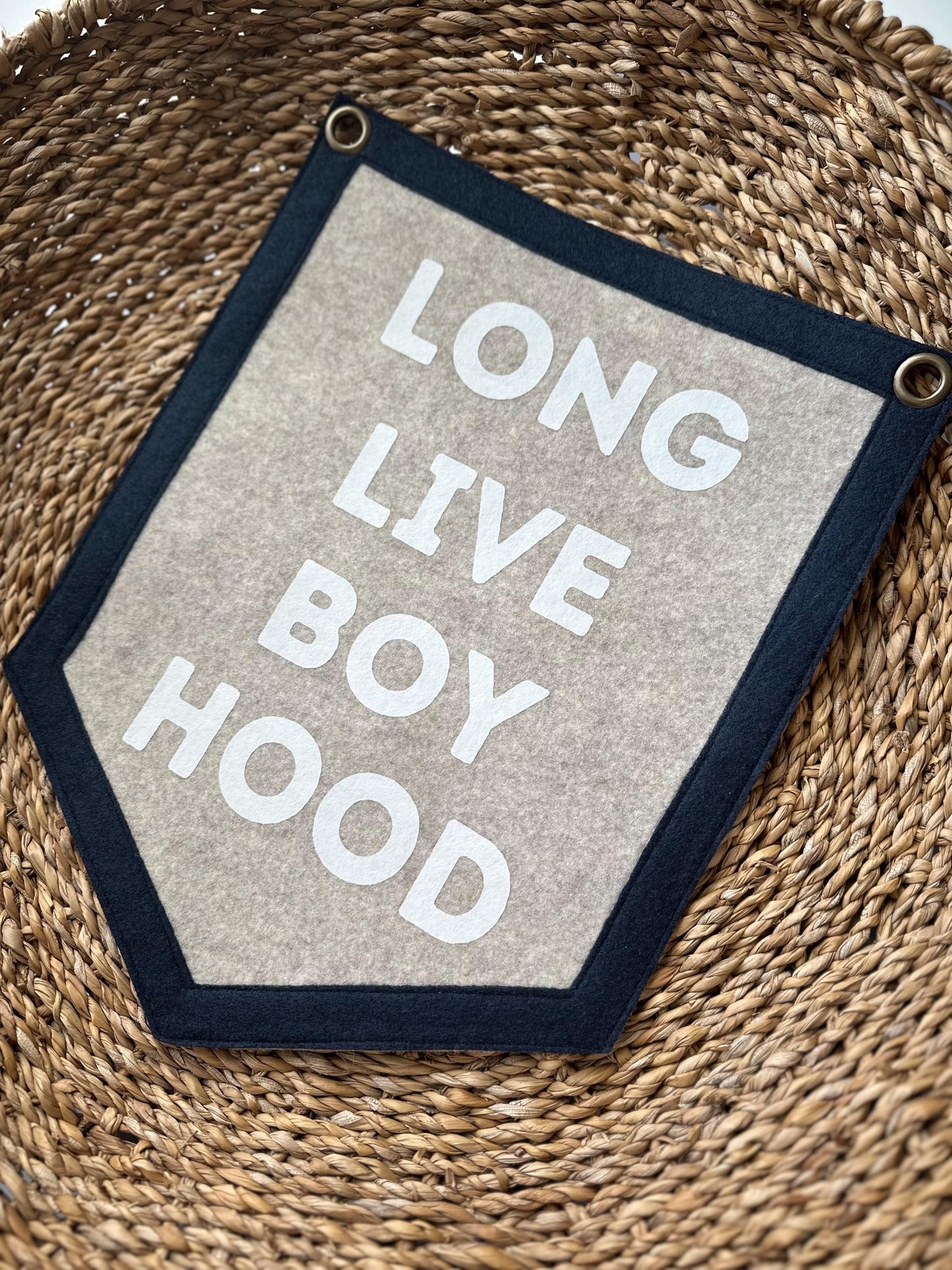 Long Live Boyhood Felt Pennant: Neutral Nursery Decor