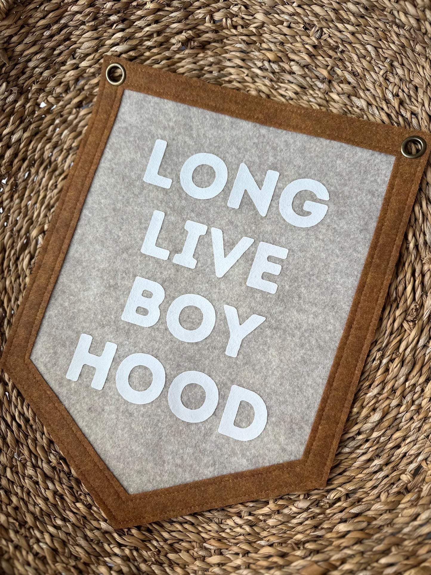 Long Live Boyhood Felt Pennant: Neutral Nursery Decor