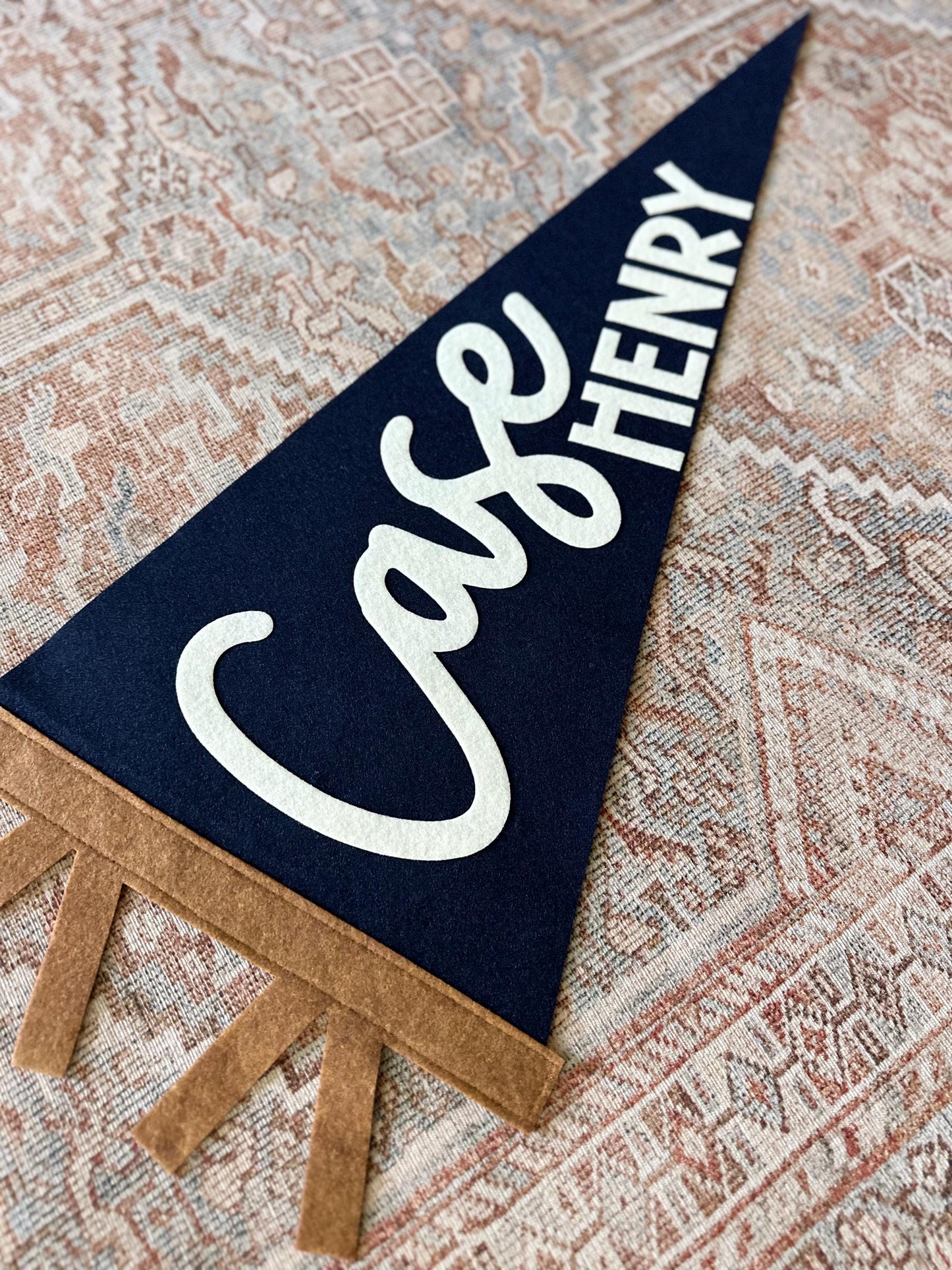 Large 30 inch custom name felt pennant, over crib name flag, personalized wall decor for boy or girl, neutral nursery decor name sign