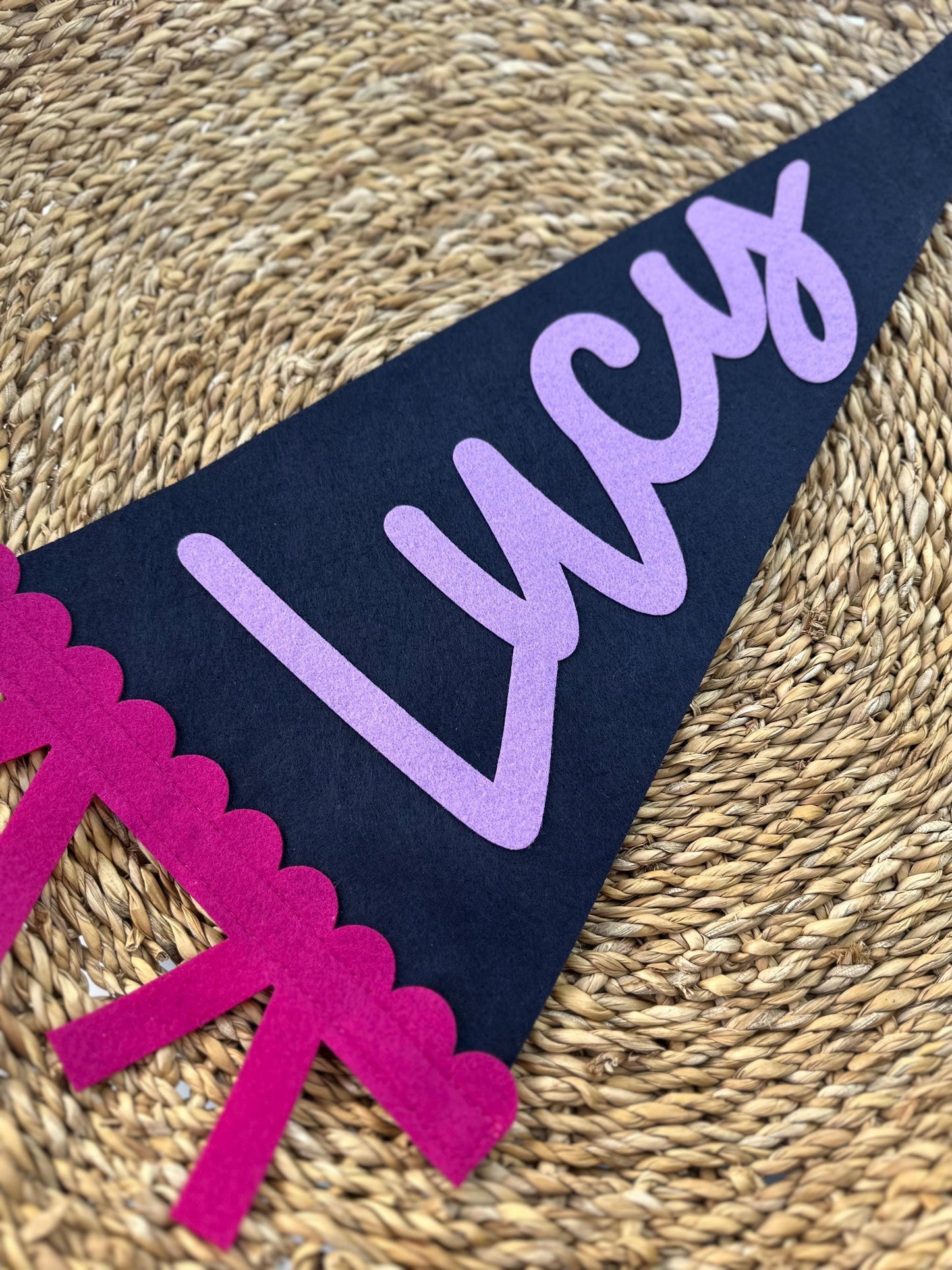 Personalized Scalloped Felt Name Pennant, Baby Girl Gift, Girl room decor