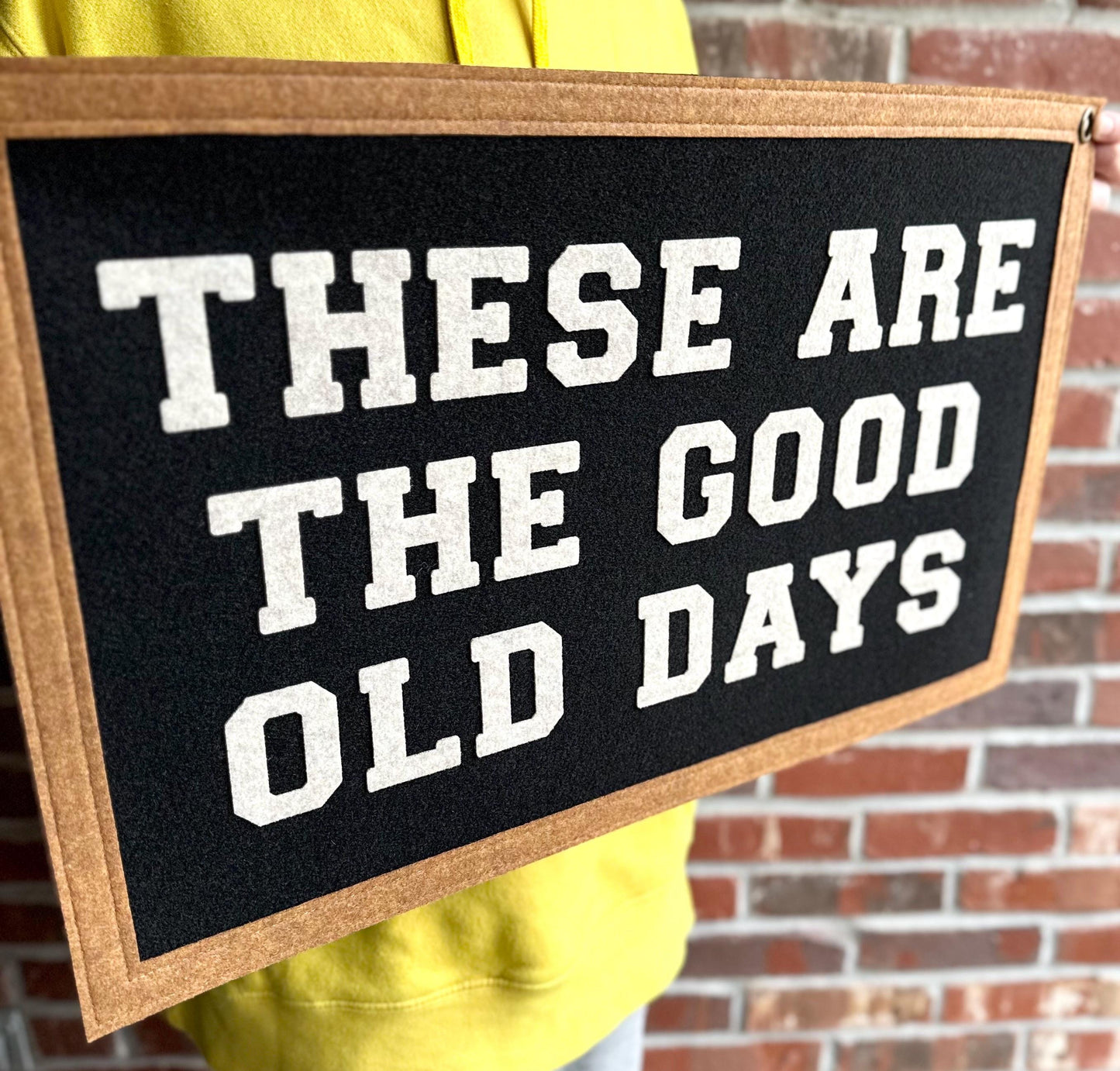 These are the good old days banner, vintage wall hanging