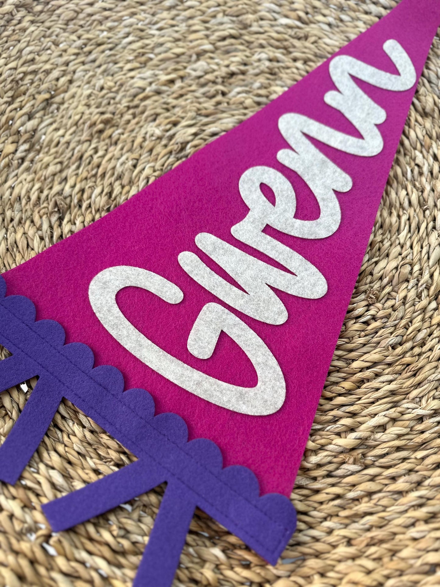Personalized Scalloped Felt Name Pennant, Baby Girl Gift, Girl room decor
