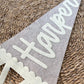 Personalized Scalloped Felt Name Pennant, Baby Girl Gift, Girl room decor