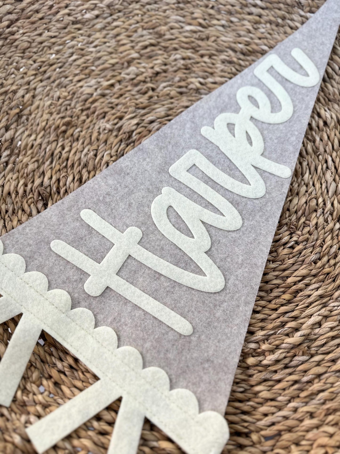 Personalized Scalloped Felt Name Pennant, Baby Girl Gift, Girl room decor