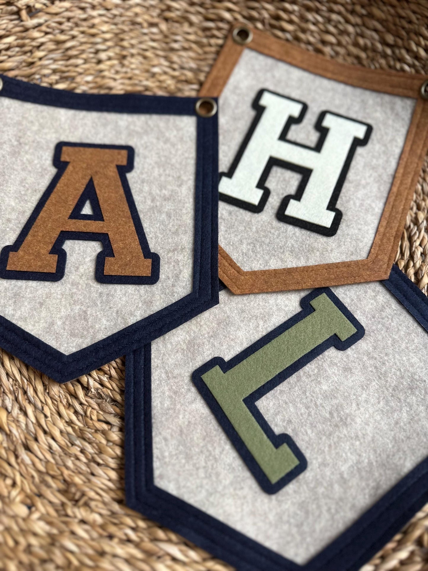 Custom initial pennant, personalized baby gift, neutral nursery decor, personalized baby flag for kids room