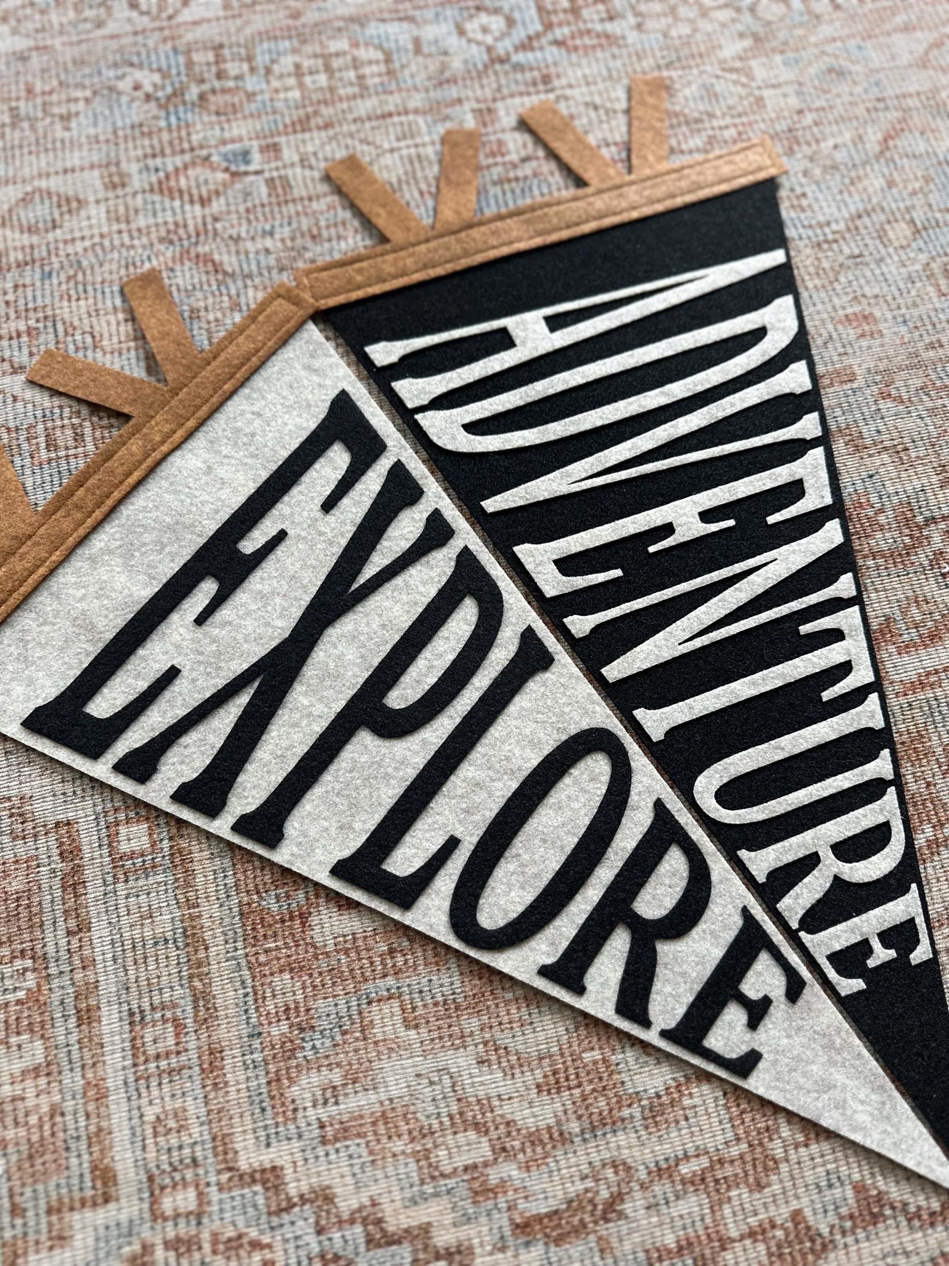 Custom word pennant flag, personalized baby gift, adventure flag for kids room, explore banner for playroom