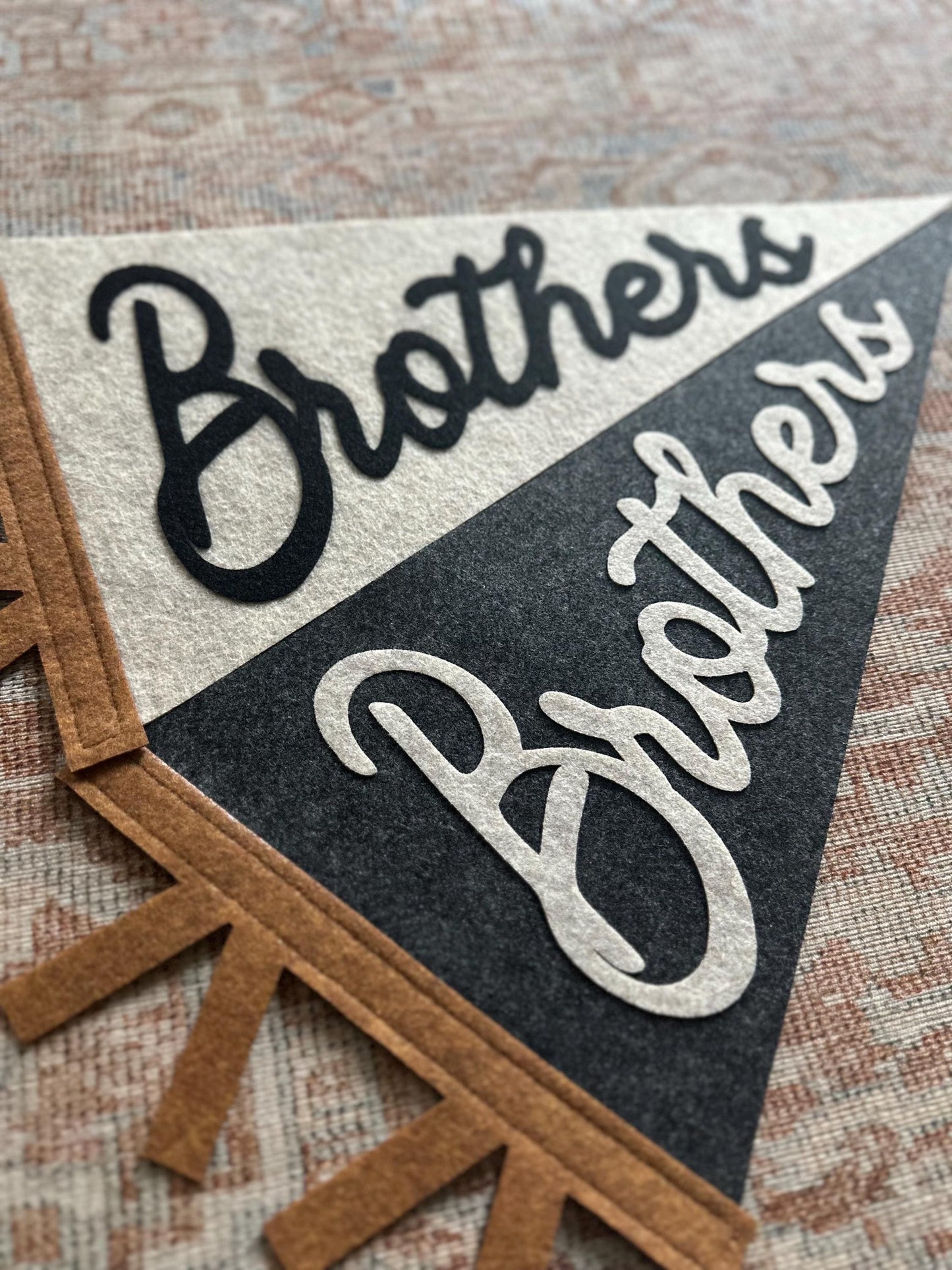 Vintage Brothers pennant flag, felt flag for shared boys' room, choose your color banner for playroom, bedroom door decor
