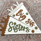 Scalloped name felt pennant for girl room, big sister flag for photos, little girl shared room wall art with flowers