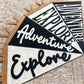 Custom word pennant flag, personalized baby gift, adventure flag for kids room, explore banner for playroom