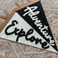 Custom word pennant flag, personalized baby gift, adventure flag for kids room, explore banner for playroom