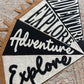 Custom word pennant flag, personalized baby gift, adventure flag for kids room, explore banner for playroom