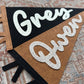 Custom felt name pennant, personalized baby gift, neutral nursery flag, playroom decor