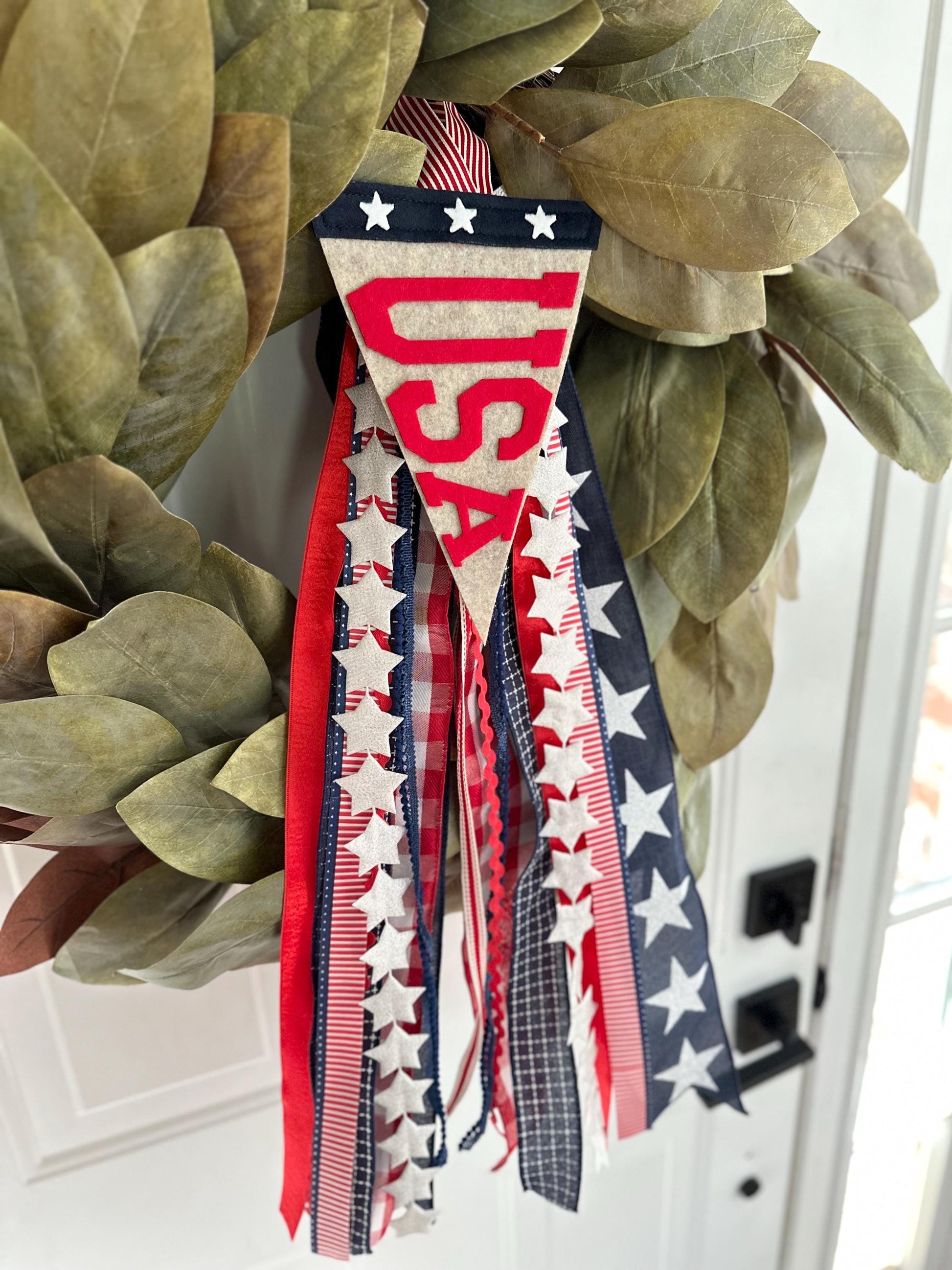 USA pennant flag, red white and blue American Flag, Fourth of July door decor, patriotic summer felt flag