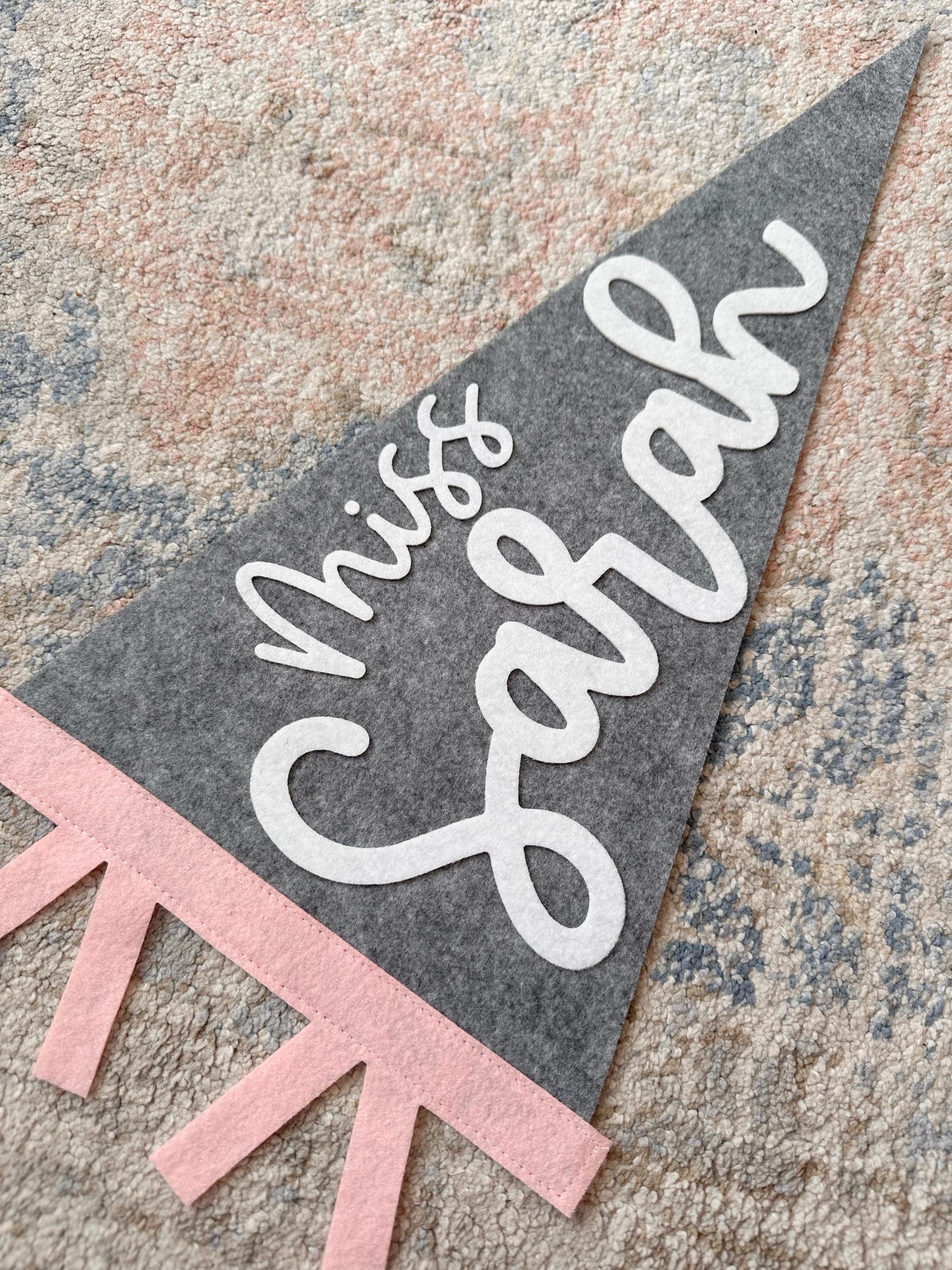 Teacher custom name pennant, personalized teacher gift for classroom door, 18" name flag gift from student
