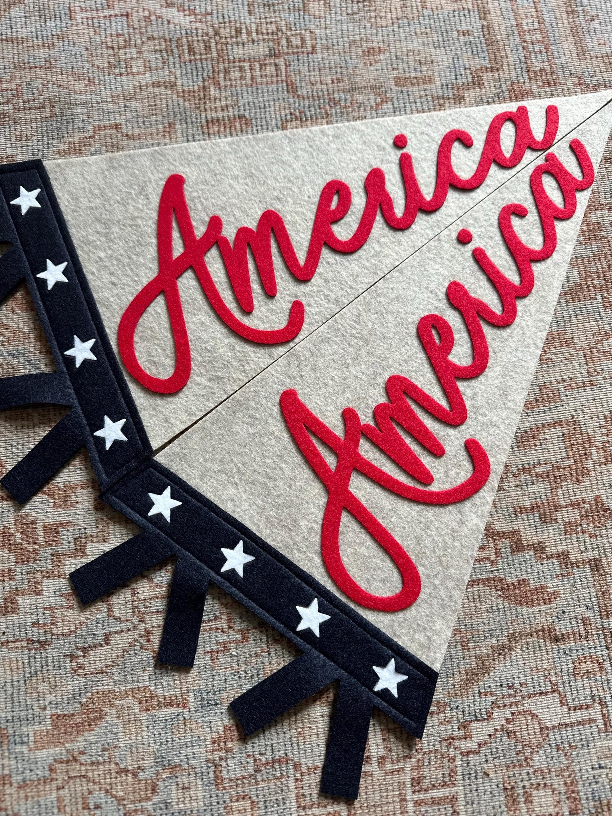 America vintage pennant flag, red white and blue American decor, Fourth of July door decor, patriotic summer felt flag