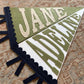 Custom PRINTED BLOCK name pennant, personalized baby gift, neutral nursery decor, personalized baby boy girl name flag, felt pennant