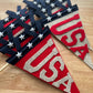 USA pennant flag, red white and blue American Flag, Fourth of July door decor, patriotic summer felt flag