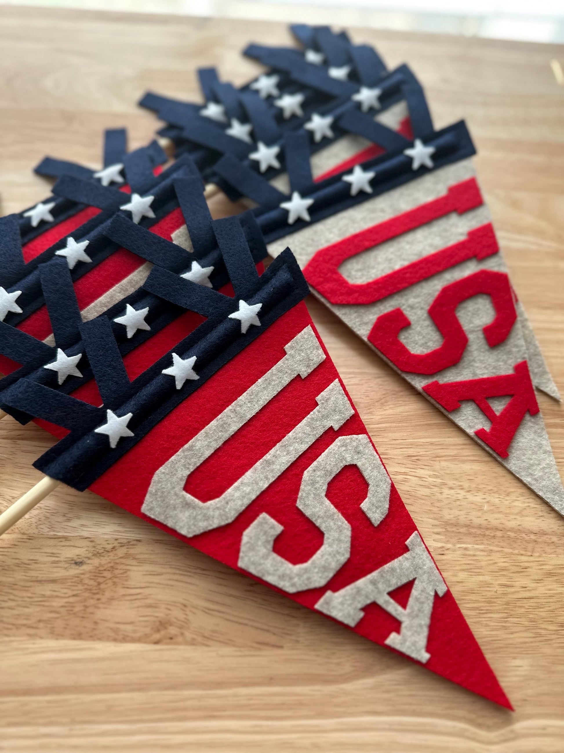USA pennant flag, red white and blue American Flag, Fourth of July door decor, patriotic summer felt flag